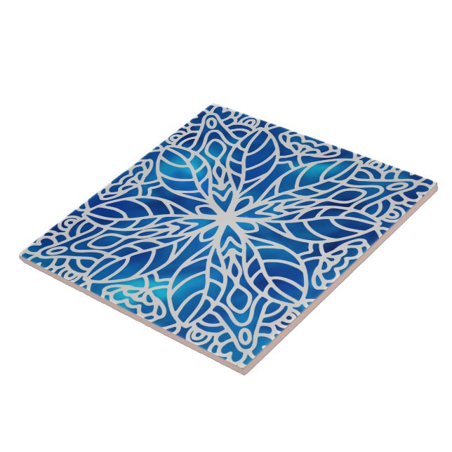carreaux de céramique bleu et blanc (Côté)
