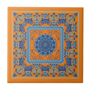 Carreaux De Céramique Bleu Et Orange Motif Islamiq