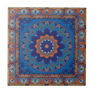 Carreaux De Céramique Bleu Islamique Et Motif Oran