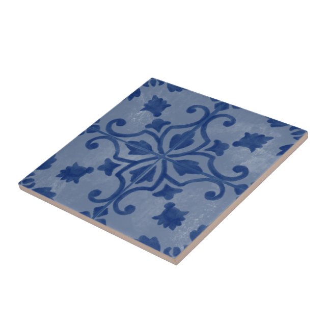 Carreaux de céramique bleu portugais (Côté)