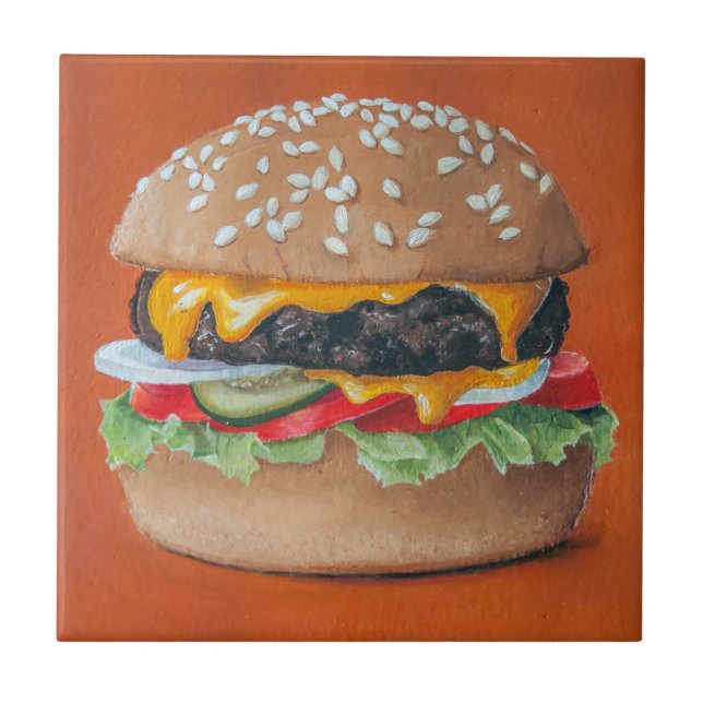 Carreaux de céramique d'illustration d'hamburger (Devant)