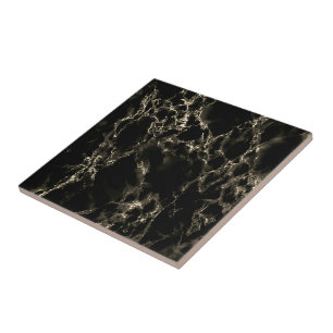 Carreaux de céramique en marbre noir et or