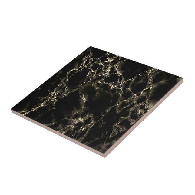 Carreaux de céramique en marbre noir et or (Côté)