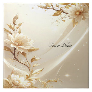 Carreaux de céramique Fleurs Blanches et Dorées