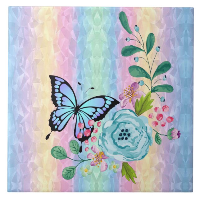 Carreaux de céramique Fleurs et Papillon (Devant)