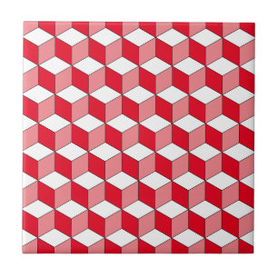 Carreaux de céramique Motif géométrique rouge mono
