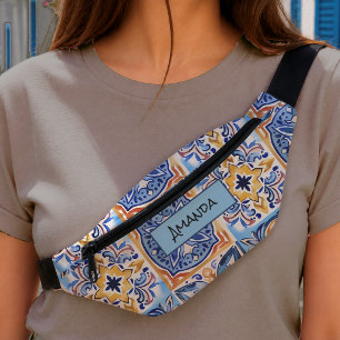 Carreaux de céramique siciliens bleus blancs médit