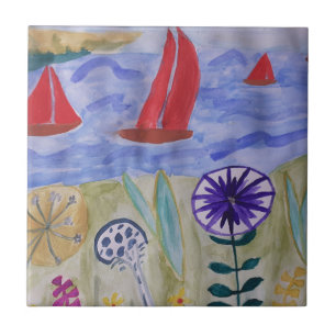 Carreaux de céramique Voiles Rouges & Fleurs