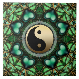 Carreaux de céramique Yin Yang Forest Green Hearts