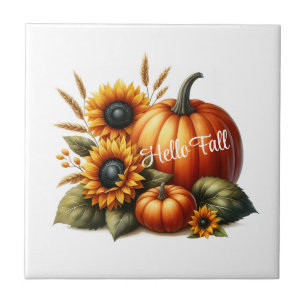 Carreaux de citrouilles et tournesols d'automne
