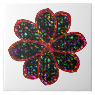 Carreaux de fleurs de Parties scintillant noir et 