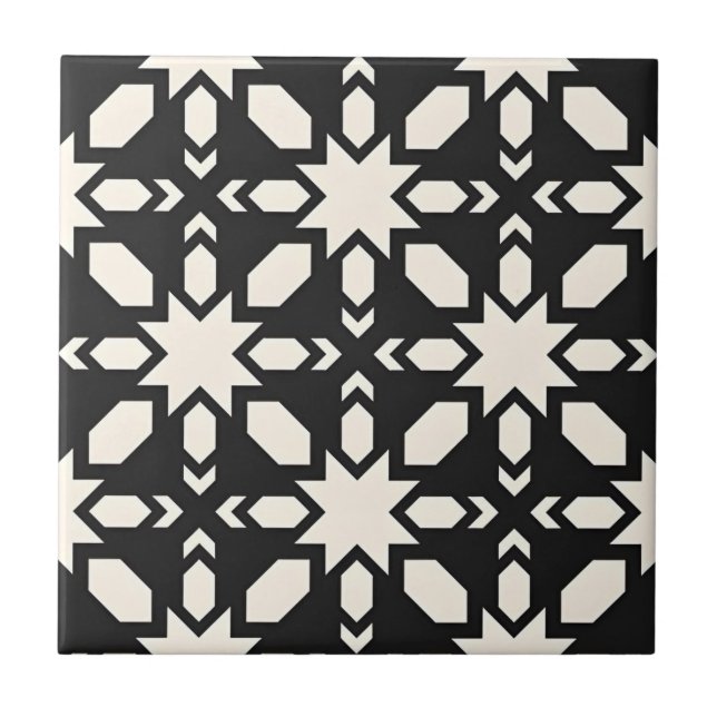 carreaux de forme noir et blanc gris étoile (Devant)