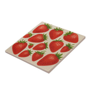 Carreaux de fraises - Aquarelle Fruit céramique