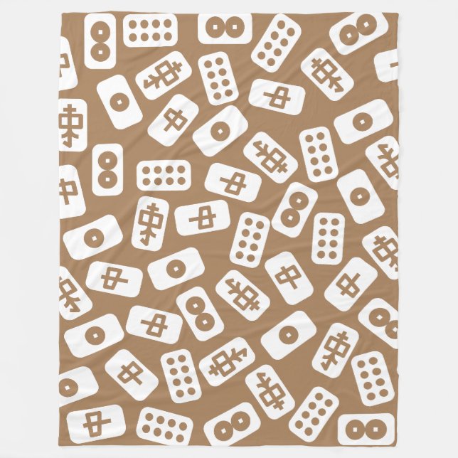 Carreaux de Mahjong blanc sur couverture en polair (Devant)