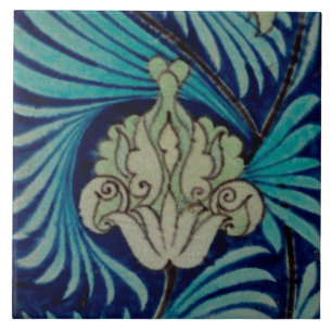 Carreaux De Morgan à motif floral bleu vintage rep