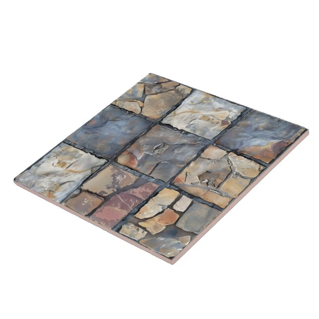 Carreaux de pierre grise et de cailloux (Côté)