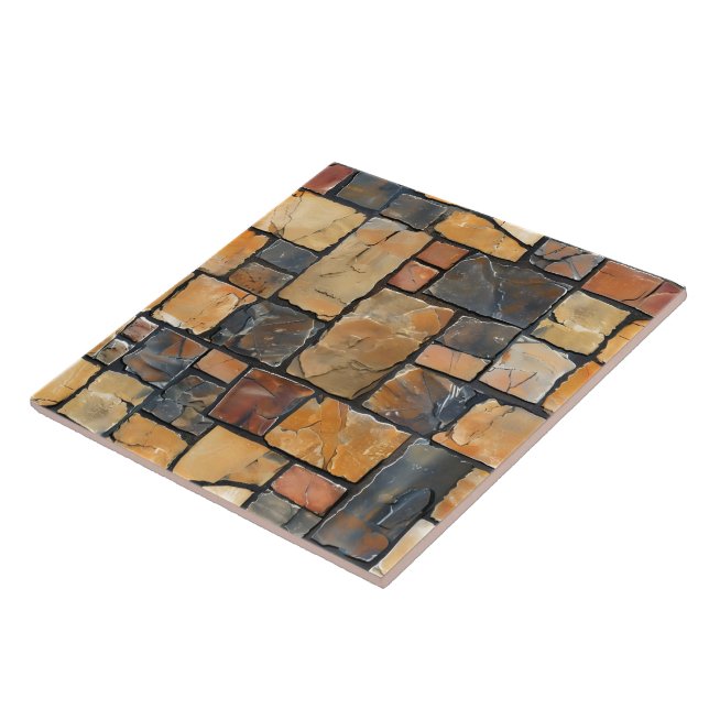 Carreaux de pierre grise rousses à l'intérieur (Côté)