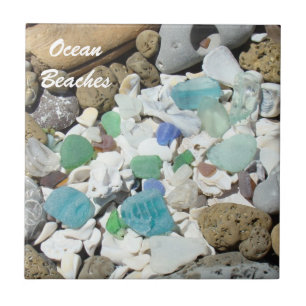 Carreaux de plage océanique art décoratif Verre de