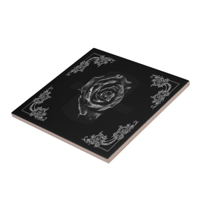 Carreaux de rose noir vintage (Côté)