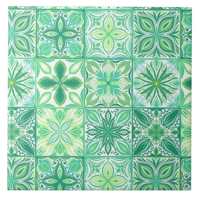 Carreaux décorés en vert et blanc (Devant)