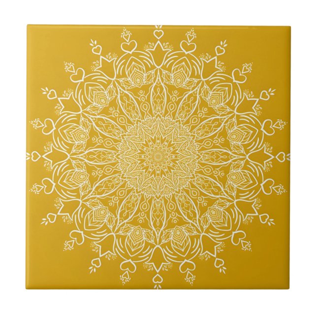 carreaux délicats motifs jaune moutarde (Devant)