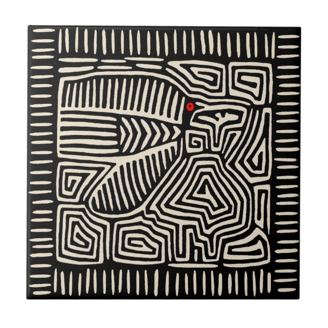 Carreaux d'oiseaux noirs indiens Kuna (Devant)