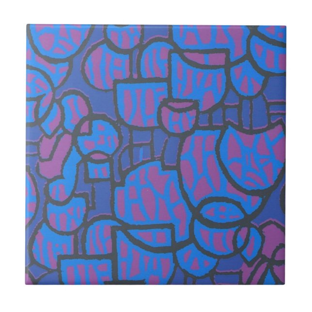Carreaux en céramique bleu électrique et magenta A (Devant)