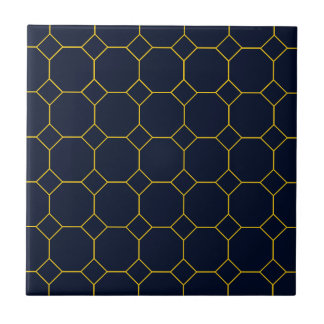 Carreaux en céramique bleu marine et jaune octogon