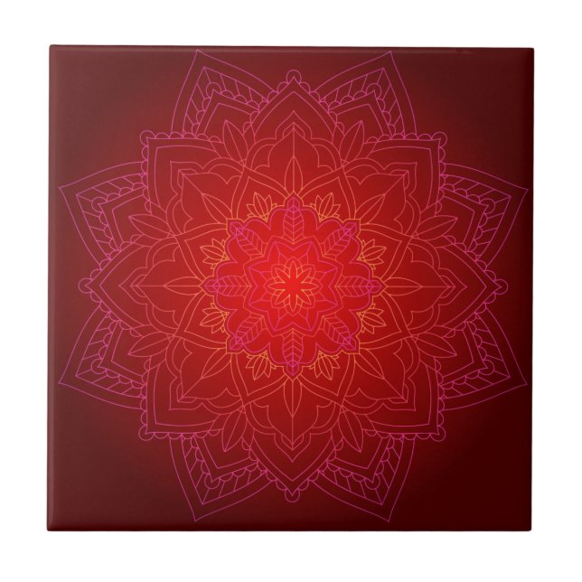 Carreaux en céramique Mandala rouge (Devant)