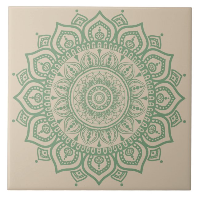 Carreaux en céramique Mandala vert (Devant)