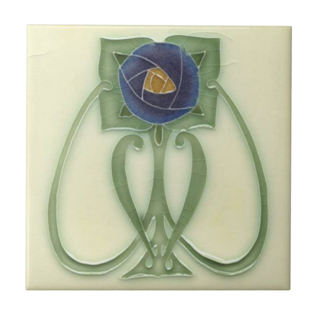 Carreaux en céramique - Reproduction Rose bleu Vin (Devant)