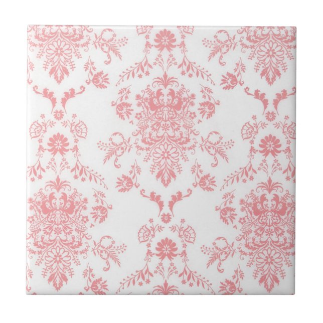 Carreaux en céramique rose Damas (Devant)