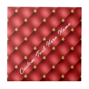 Carreaux en céramique rouge et or avec texte perso