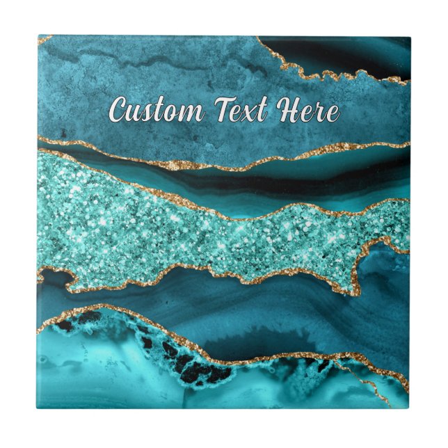 Carreaux en céramique turquoise bleu or marbre per (Devant)