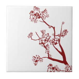 Carreaux en fleurs de cerisier rouge et Trivets