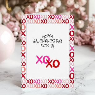 Carreaux et baisers Galentines XOXO Bff Carte plié