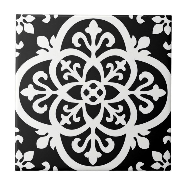 carreaux fins géométriques noirs et blancs (Devant)