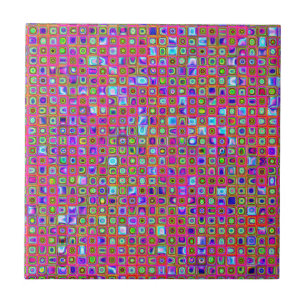 Carreaux Funky Rose Chaud, Vert Et Violet Motif