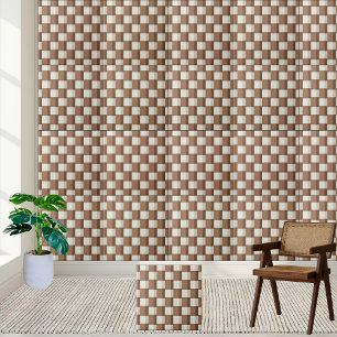 Carreaux géométriques Brown et blancs À damiers cl