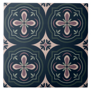 carreaux géométriques floraux de couleur terreuse