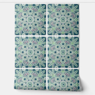 Carreaux géométriques verts motif Papier peint 2'