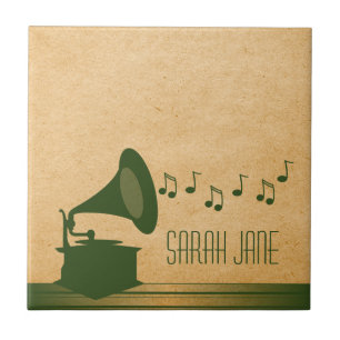 Carreaux Gramophone Vintages verts