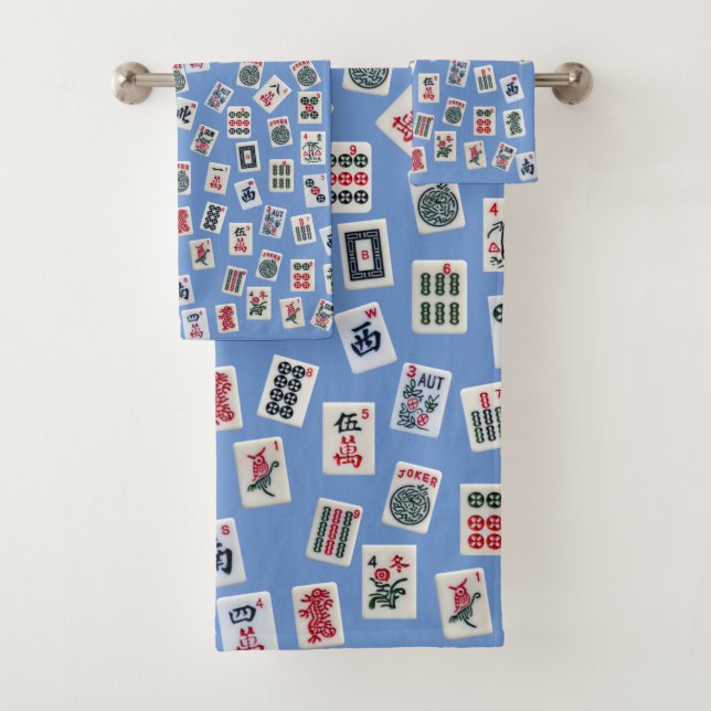 Carreaux MahJongg (symboles) sur bleu (En situation)