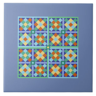 Carreaux marocains en terre cuite turquoise or ble