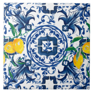 Carreaux méditerranéens, majolica, tuiles bleues, 