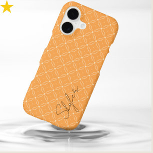 Carreaux Modernes Orange Frais en Cercle Nom Perso