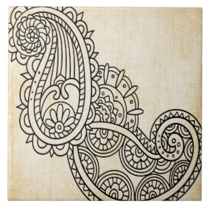 Carreaux Motif Mehndi Beige