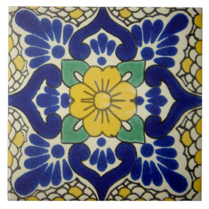 Carreaux photo en céramique bleu et jaune espagnol