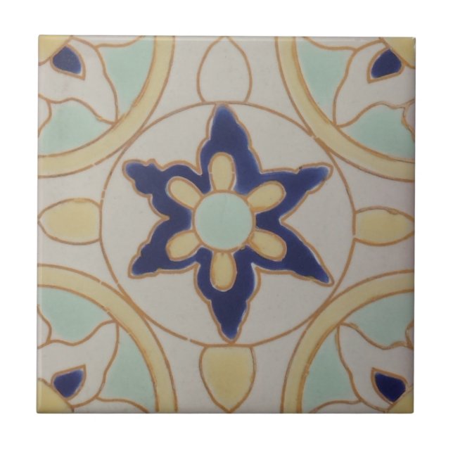 Carreaux portugais Azulejo - Bleu Vintage 4x4 (Devant)