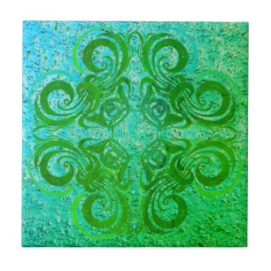 Carreaux rétro néon vert brillants